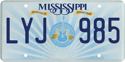 MS license plate LYJ985