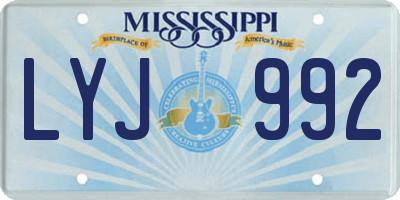 MS license plate LYJ992