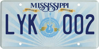 MS license plate LYK002