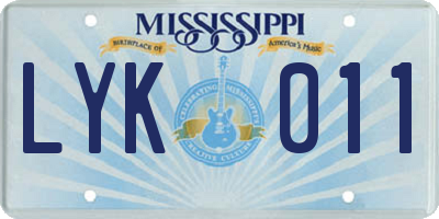 MS license plate LYK011
