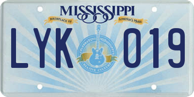 MS license plate LYK019