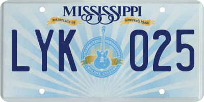 MS license plate LYK025