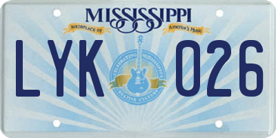 MS license plate LYK026