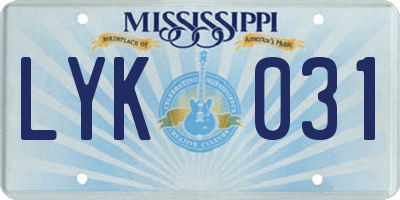 MS license plate LYK031
