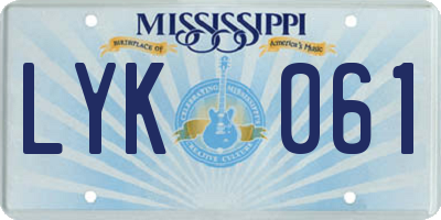 MS license plate LYK061