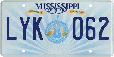 MS license plate LYK062