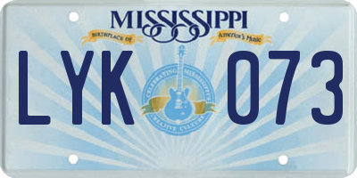 MS license plate LYK073