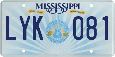 MS license plate LYK081