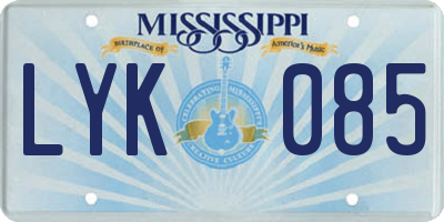MS license plate LYK085