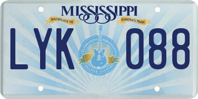 MS license plate LYK088