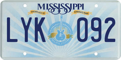 MS license plate LYK092