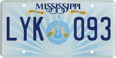 MS license plate LYK093