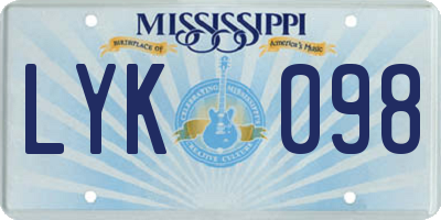MS license plate LYK098