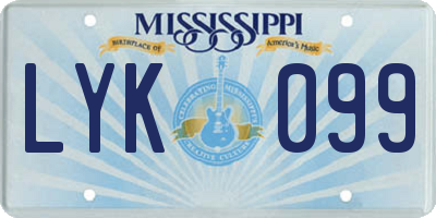 MS license plate LYK099