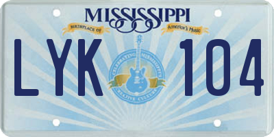 MS license plate LYK104