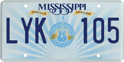 MS license plate LYK105
