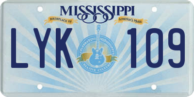 MS license plate LYK109