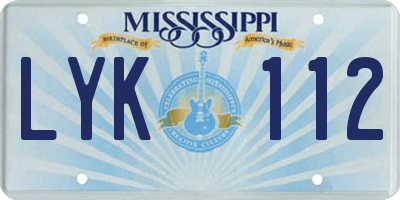 MS license plate LYK112
