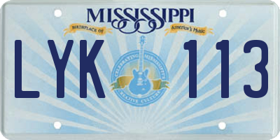MS license plate LYK113