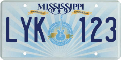 MS license plate LYK123