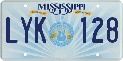 MS license plate LYK128