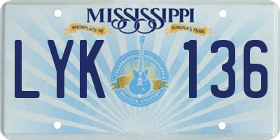 MS license plate LYK136