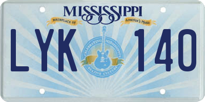 MS license plate LYK140