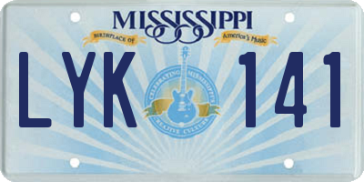MS license plate LYK141