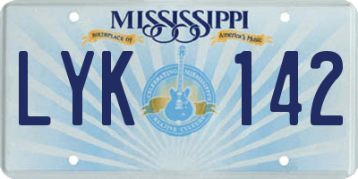 MS license plate LYK142