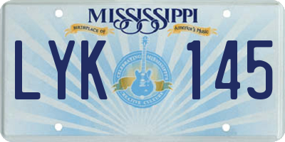 MS license plate LYK145