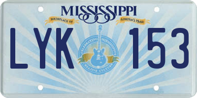 MS license plate LYK153