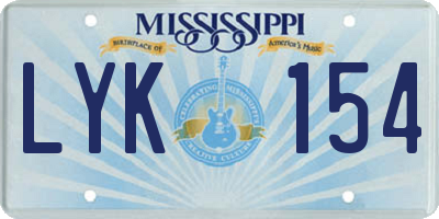 MS license plate LYK154