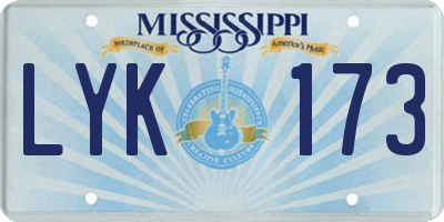 MS license plate LYK173