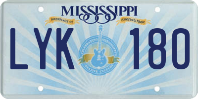 MS license plate LYK180