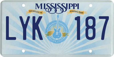MS license plate LYK187