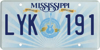 MS license plate LYK191