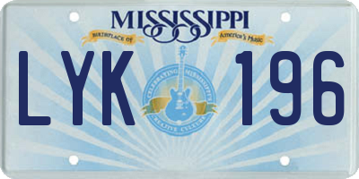 MS license plate LYK196
