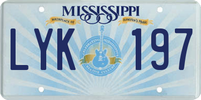 MS license plate LYK197