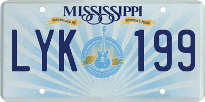 MS license plate LYK199