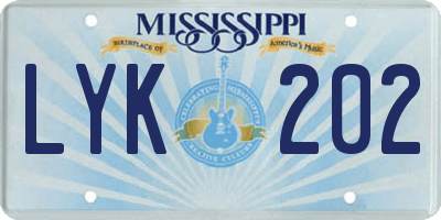 MS license plate LYK202