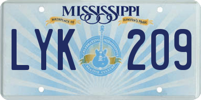 MS license plate LYK209