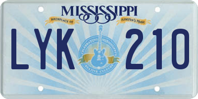 MS license plate LYK210