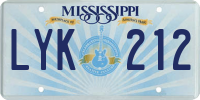 MS license plate LYK212
