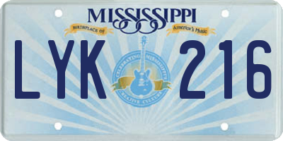 MS license plate LYK216