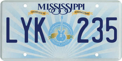 MS license plate LYK235
