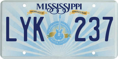 MS license plate LYK237