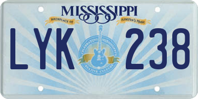 MS license plate LYK238
