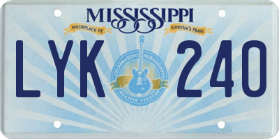 MS license plate LYK240