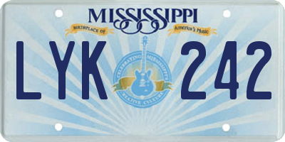 MS license plate LYK242
