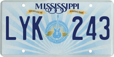 MS license plate LYK243